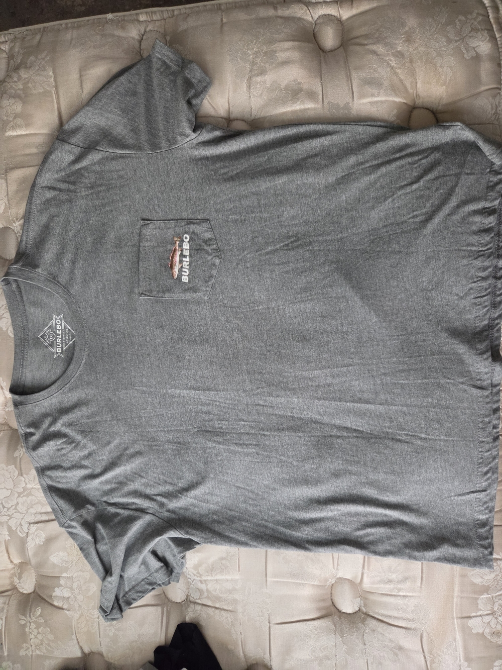 BURLEBO Gray Short-Sleeve Pocket Tee with Logo